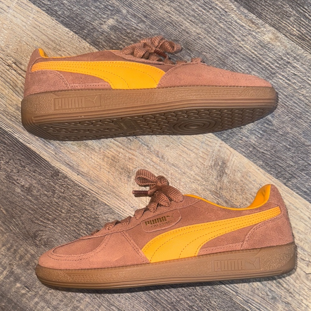 Puma Palermo Brown and Yellow Sneakers